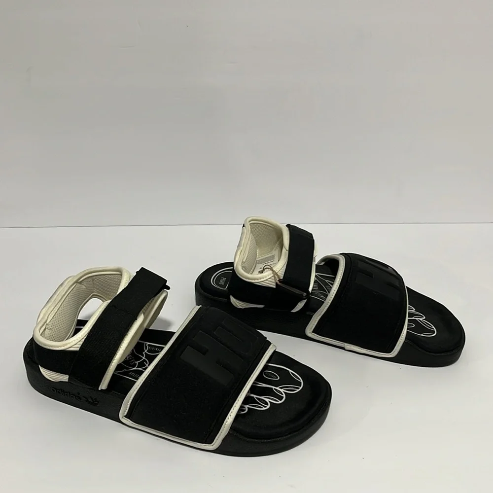 “NEW” ADIDAS Adilette 2.0 Pharrell‎ Collab Black/White HU Sandals Sz 8